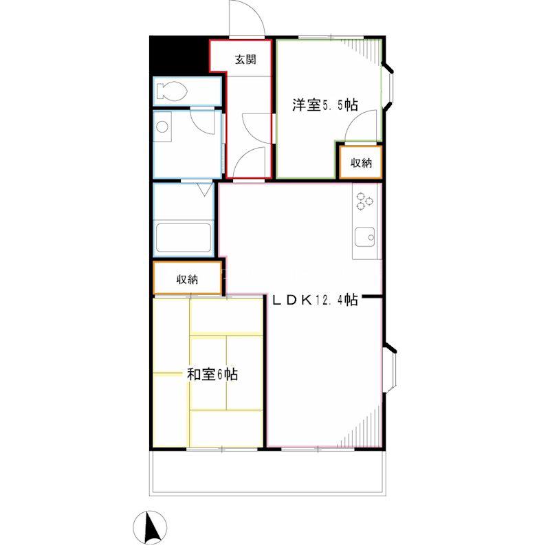 榎本第二コーポラス(2LDK/3階)の間取り写真