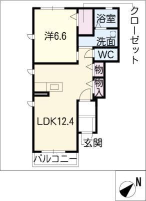 LAVANDE D(1LDK/1階)の間取り写真