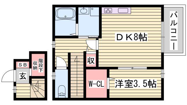 コンフォート大谷A(1DK/2階)の間取り写真