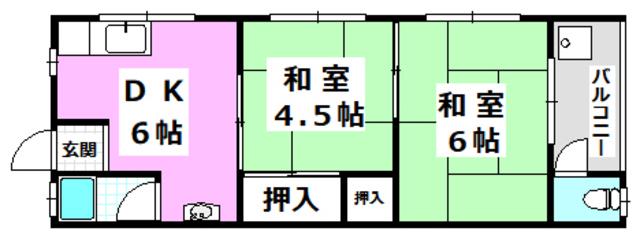 竹島マンション(2DK/2階)の間取り写真