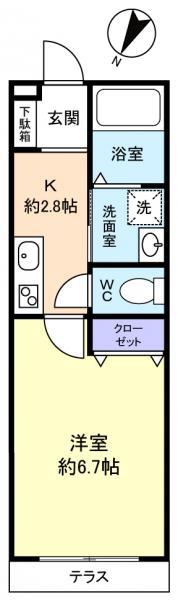 DOビル上町ヘーベルメゾン(1K/1階)の間取り写真