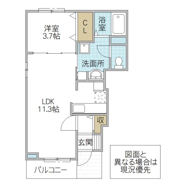 KS・リーフ(1LDK/1階)の間取り写真