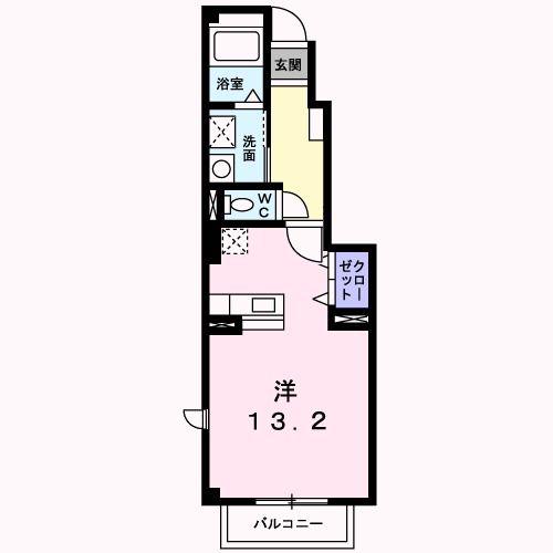 グリーンヒルうぐいすC(ワンルーム/1階)の間取り写真