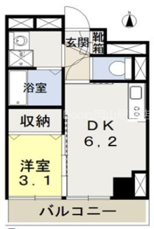ブランシェ駅元町(1DK/2階)の間取り写真