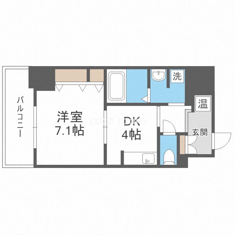 クローバー・ビュー上本町(1DK/7階)の間取り写真