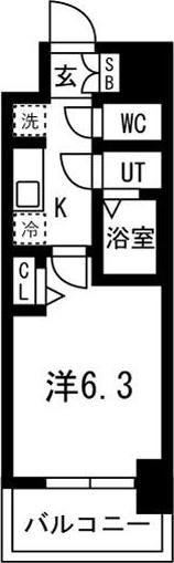 ファステート東大阪アダマス(1K/6階)の間取り写真
