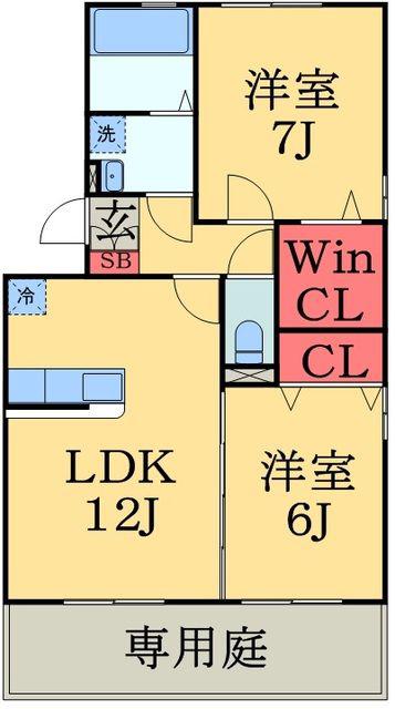 スプリングフォレストB(2LDK/1階)の間取り写真