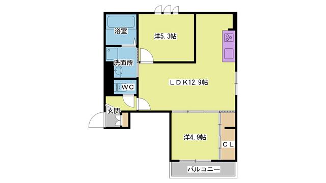 メゾン ド ソルテ A棟(2LDK/2階)の間取り写真