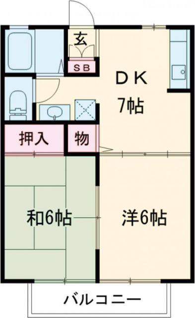 プリマヴェーラ(2DK/1階)の間取り写真
