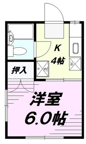 ファミーユ美原(1K/2階)の間取り写真