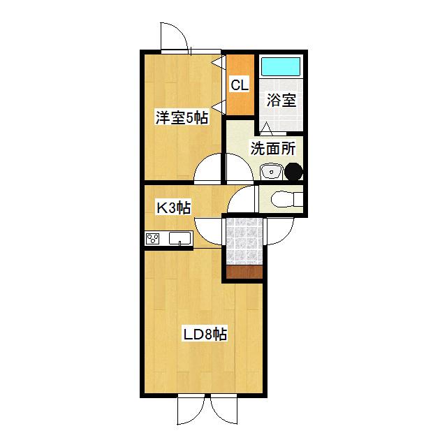 プレンティーA(1LDK/2階)の間取り写真