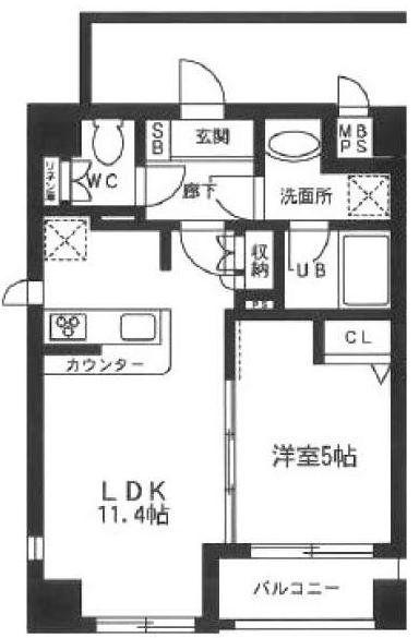 メゾンドソレイユ(1LDK/4階)の間取り写真