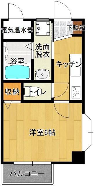 ラクシュリー木場田(1K/2階)の間取り写真