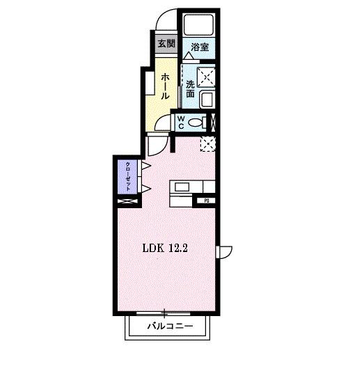 来夢1番館B(ワンルーム/1階)の間取り写真