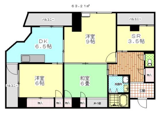 柳町マンション(3SDK/2階)の間取り写真