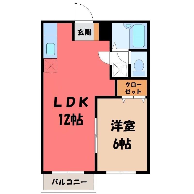 ドミールT・T(1LDK/2階)の間取り写真