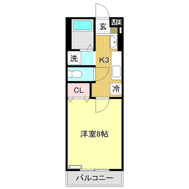 アルカサール(1K/3階)の間取り写真