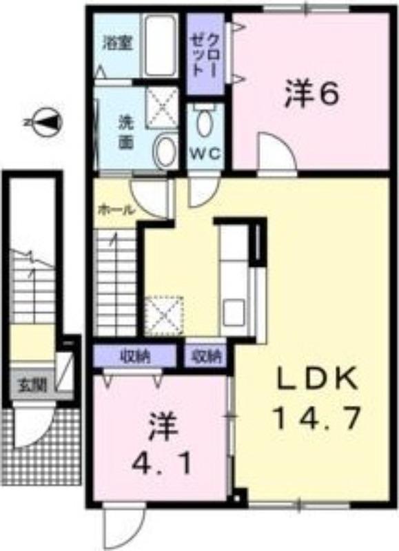 クオリア(2LDK/2階)の間取り写真