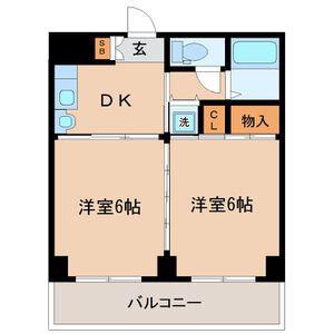 アルデール宮町(2DK/5階)の間取り写真