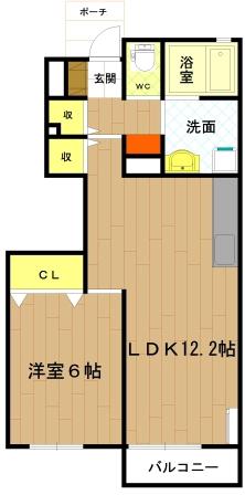 アルカンシエル(1LDK/1階)の間取り写真