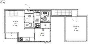 GRANDTIC MORALIS N(1LDK/2階)の間取り写真