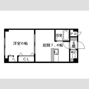 ルナハイツ南8条(1DK/2階)の間取り写真
