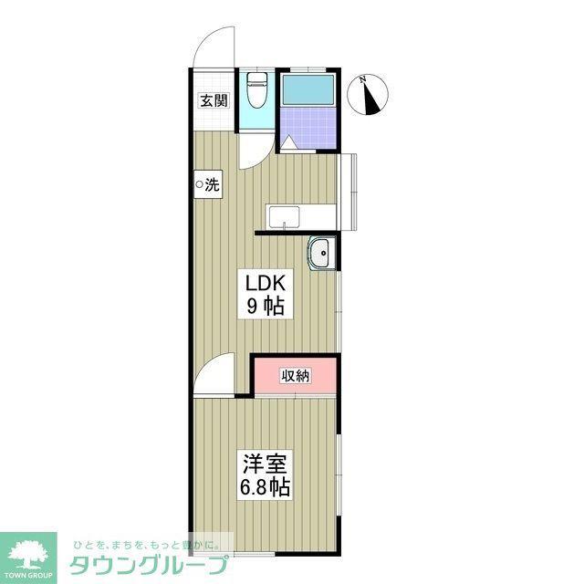 ヤナセハイツ(1K/2階)の間取り写真