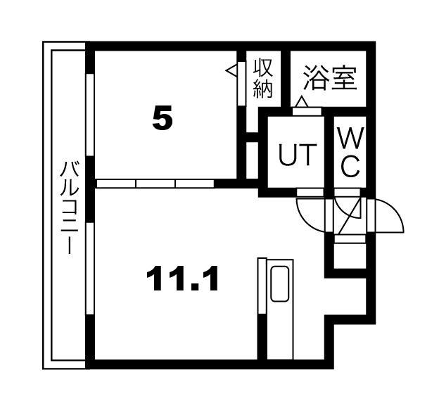 アルファガーデン末広(1LDK/3階)の間取り写真