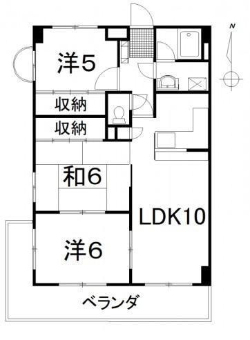 セントラルハイツ(3LDK/4階)の間取り写真