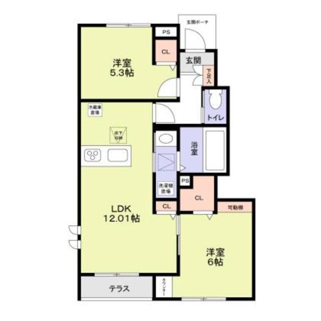 グランシャリオ(2LDK/1階)の間取り写真