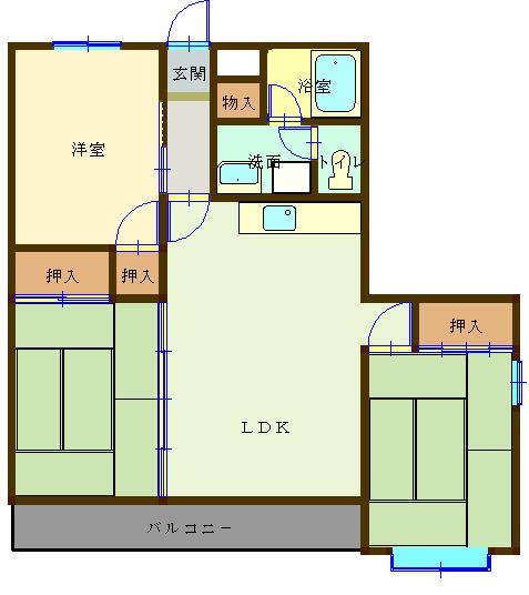 サザンブライト萩原(3LDK/8階)の間取り写真