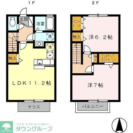 タウンハウス豊栄(2LDK/1階)の間取り写真