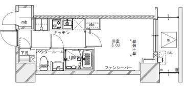 S-RESIDENCE松戸IRISE(1K/2階)の間取り写真