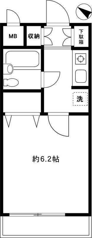 ピア清水(1K/4階)の間取り写真