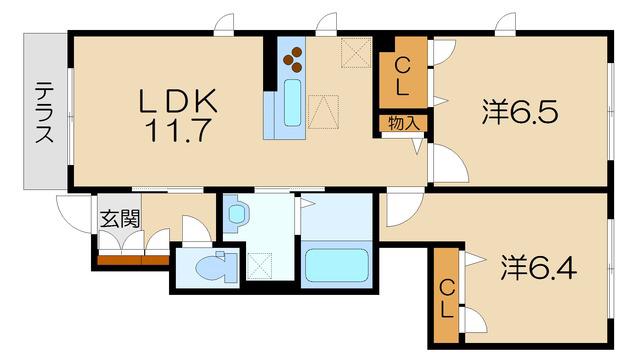 サンクレールIII(2LDK/1階)の間取り写真