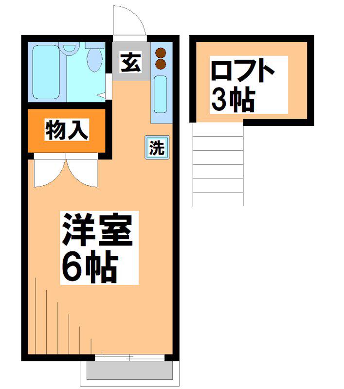 ドムス白糸台(1K/2階)の間取り写真