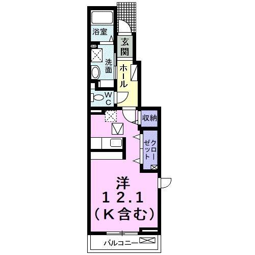 エアリー(ワンルーム/1階)の間取り写真