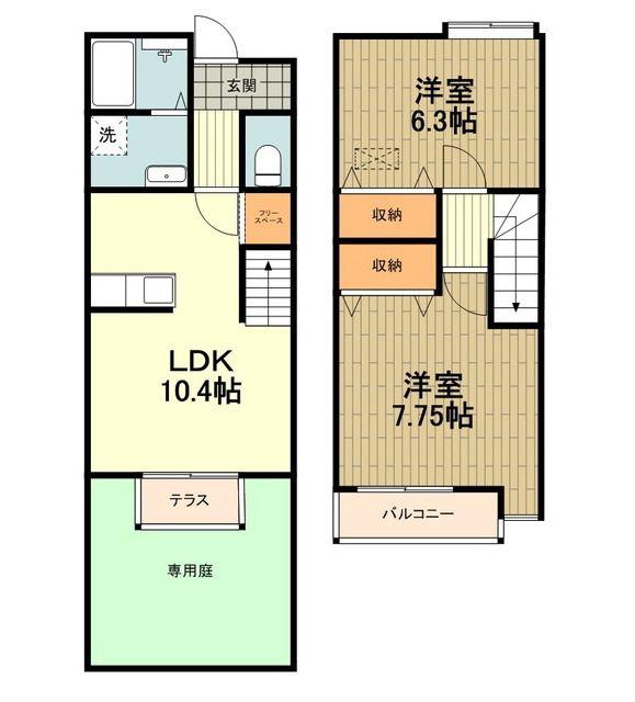 ル プティ ボア(2LDK/1階)の間取り写真