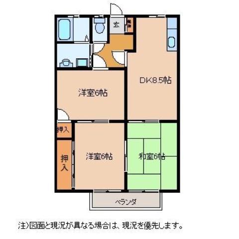 エクレール21(3DK/2階)の間取り写真