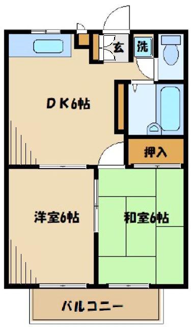 エステートピア図師(2DK/2階)の間取り写真