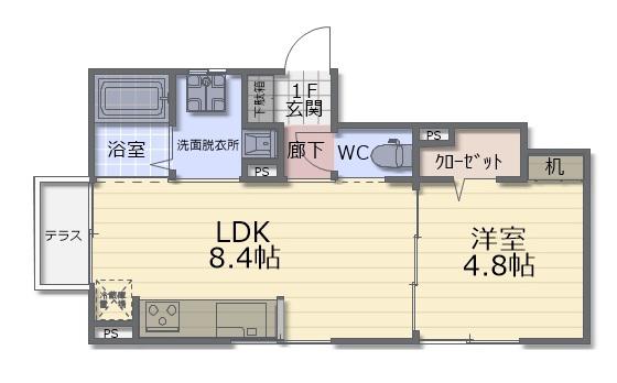 スウィートベリーフィールズ(1LDK/1階)の間取り写真