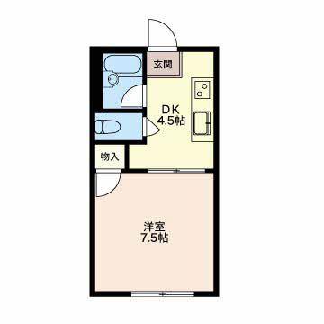 エトアール B(1DK/1階)の間取り写真
