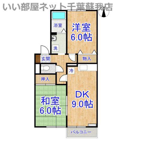 クレールシャンブルB(2DK/1階)の間取り写真