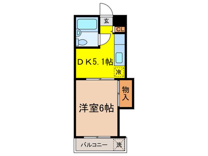 タイムラーレジデンス(1DK/2階)の間取り写真