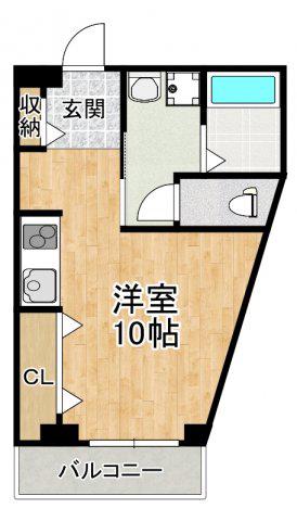 行司ビル(ワンルーム/1階)の間取り写真