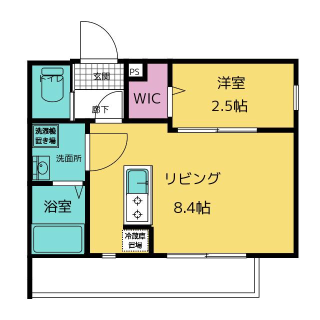 KLEIS川越(1LDK/2階)の間取り写真