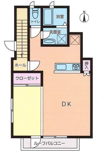 ハーベスト(1DK/3階)の間取り写真