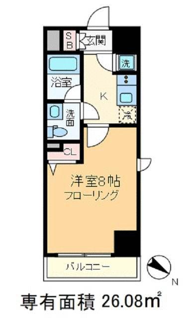 メイクスデザイン王子(1K/8階)の間取り写真