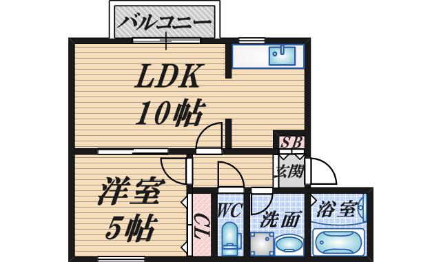 ウエストヒルズII(1LDK/1階)の間取り写真