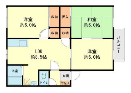 フローライン昇町A棟(3LDK/2階)の間取り写真